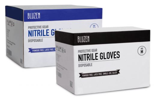 Bluzen Nitrile Gloves - Color BLUE (Case Pack 100 Cartons)